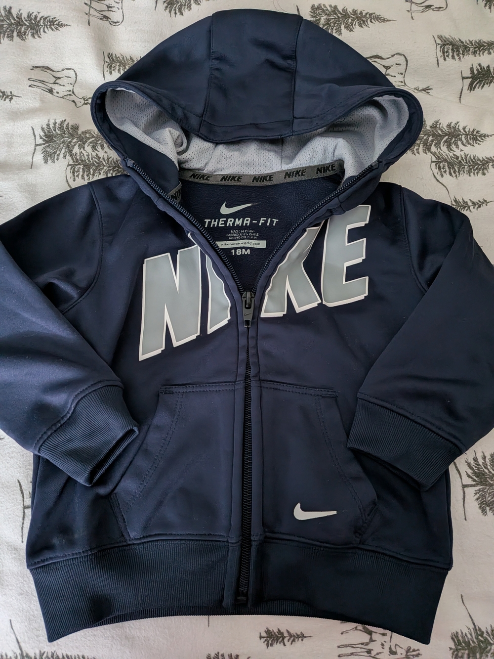 Nike Navy Blue Kids Therma-Fit Full-Zip Hoodie